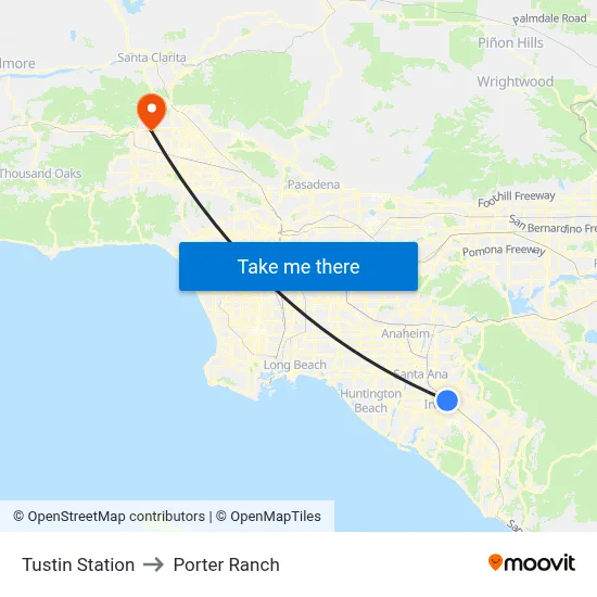 Tustin Station to Porter Ranch map