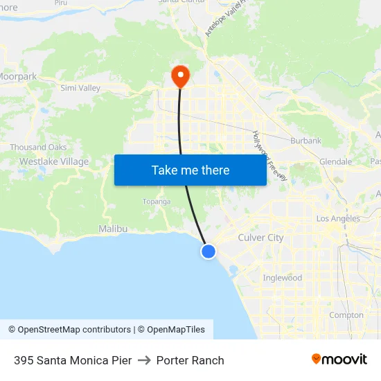 395 Santa Monica Pier to Porter Ranch map