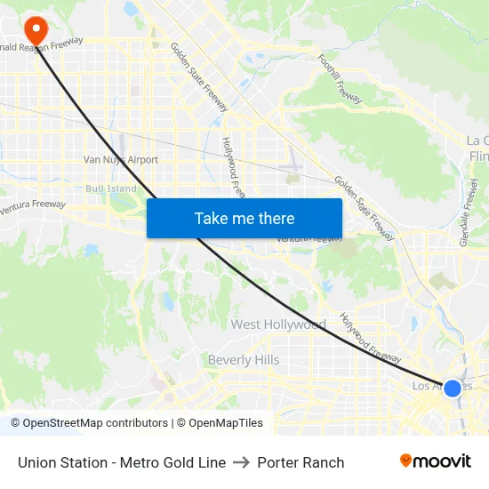 Union Station - Metro Gold Line to Porter Ranch map
