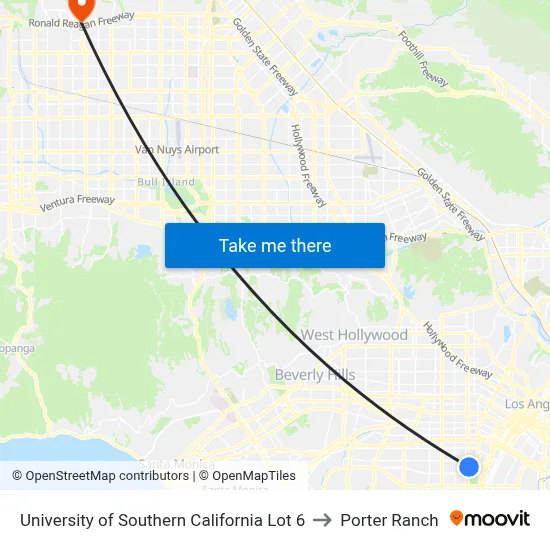 University of Southern California Lot 6 to Porter Ranch map