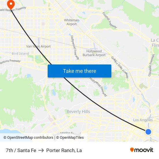 7th / Santa Fe to Porter Ranch, La map