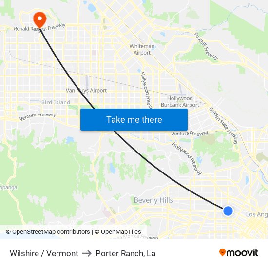 Wilshire / Vermont to Porter Ranch, La map