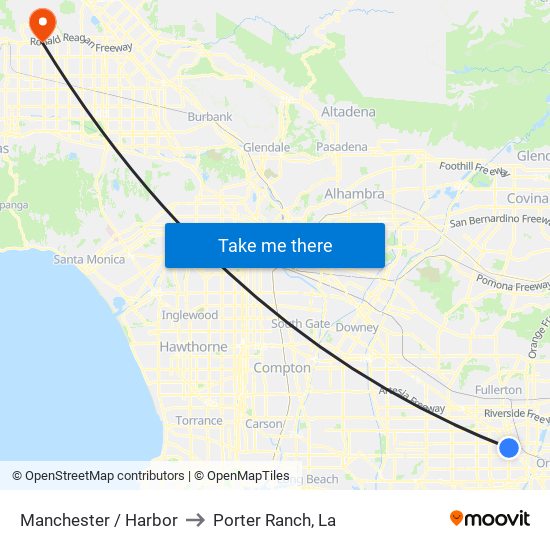 Manchester / Harbor to Porter Ranch, La map