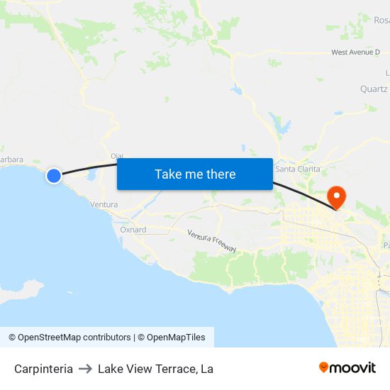 Carpinteria to Lake View Terrace, La map