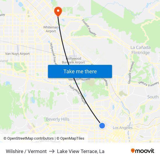 Wilshire / Vermont to Lake View Terrace, La map