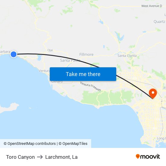 Toro Canyon to Larchmont, La map