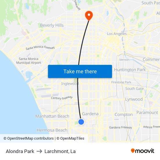 Alondra Park to Larchmont, La map