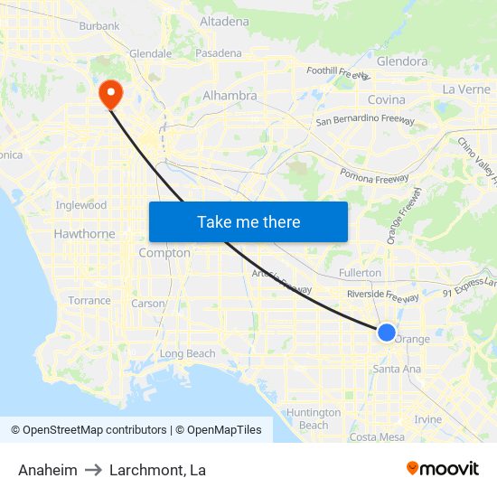 Anaheim to Larchmont, La map