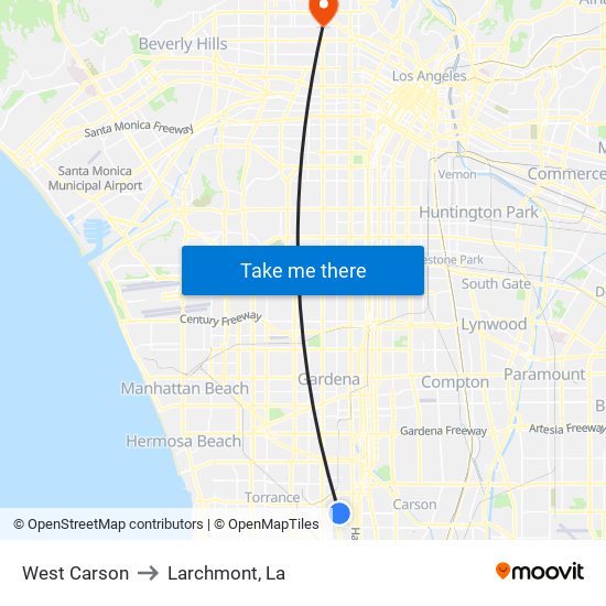 West Carson to Larchmont, La map