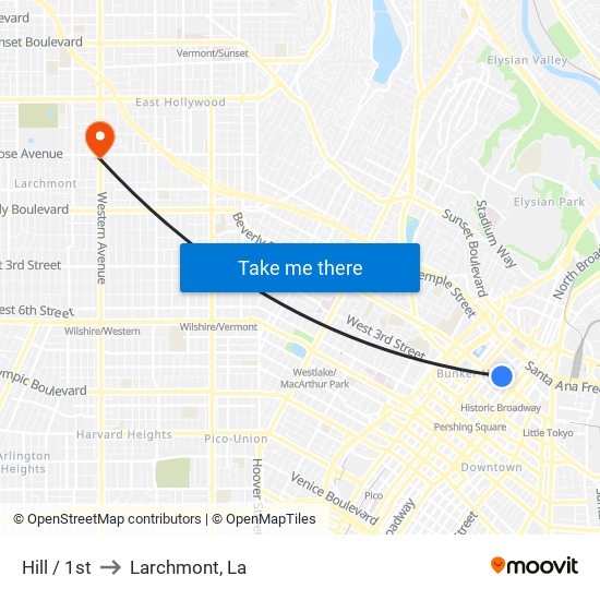 Hill / 1st to Larchmont, La map