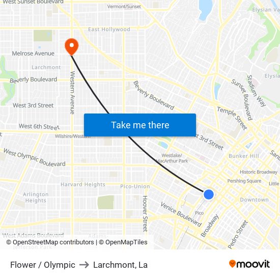 Flower / Olympic to Larchmont, La map