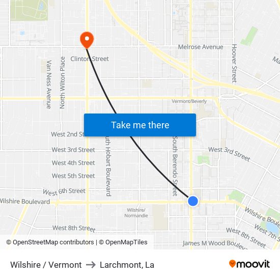 Wilshire / Vermont to Larchmont, La map