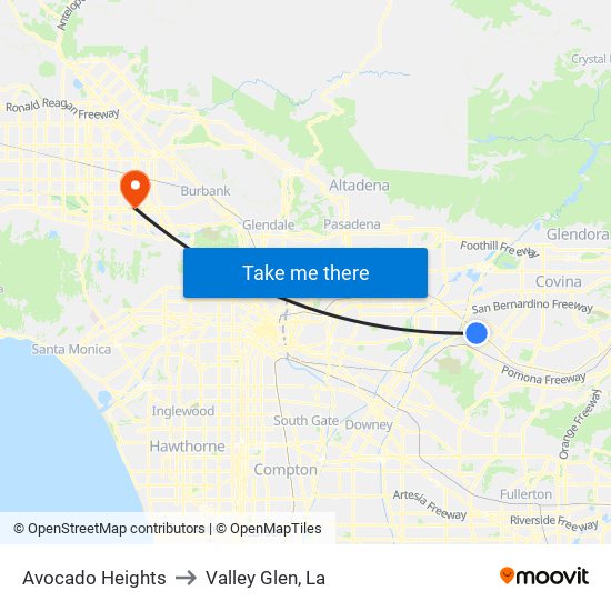 Avocado Heights to Valley Glen, La map