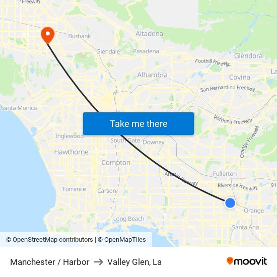 Manchester / Harbor to Valley Glen, La map