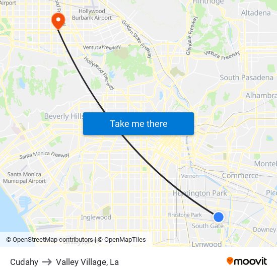 Cudahy to Valley Village, La map