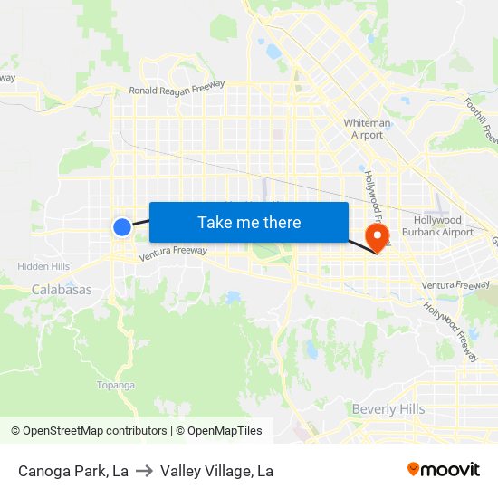 Canoga Park, La to Valley Village, La map