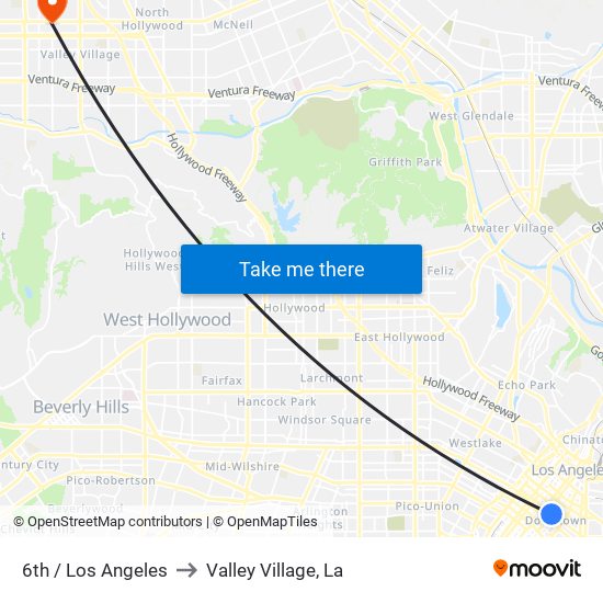 6th / Los Angeles to Valley Village, La map