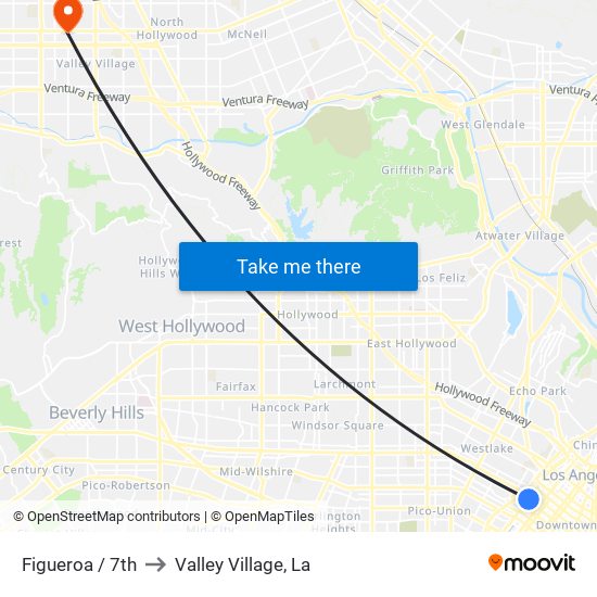 Figueroa / 7th to Valley Village, La map