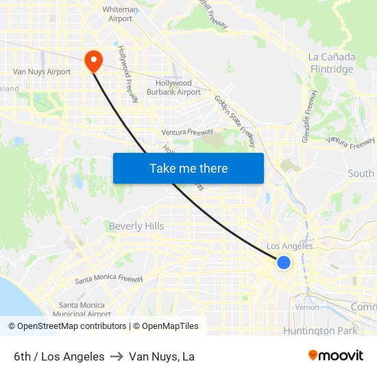 6th / Los Angeles to Van Nuys, La map