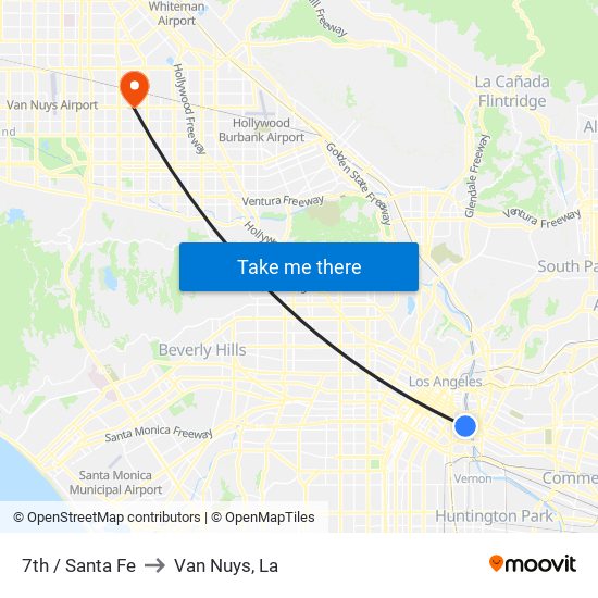 7th / Santa Fe to Van Nuys, La map