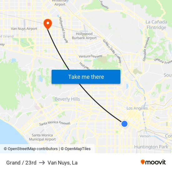 Grand / 23rd to Van Nuys, La map