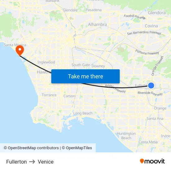 Fullerton to Venice map
