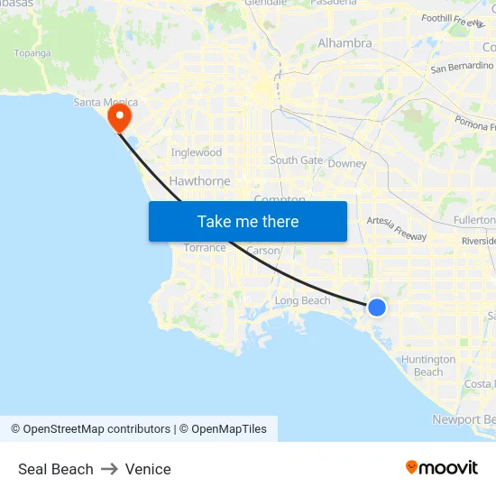Seal Beach to Venice map