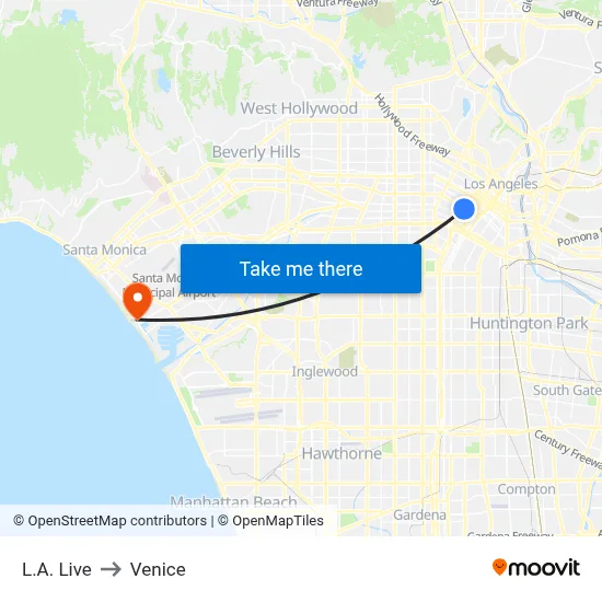 L.A. Live to Venice map