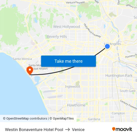 Westin Bonaventure Hotel Pool to Venice map