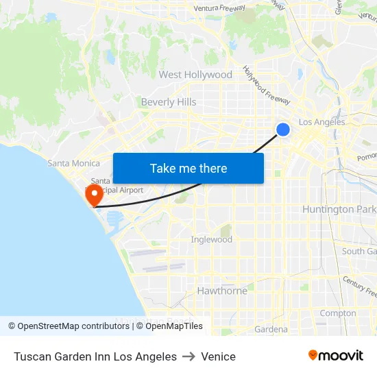 Tuscan Garden Inn Los Angeles to Venice map
