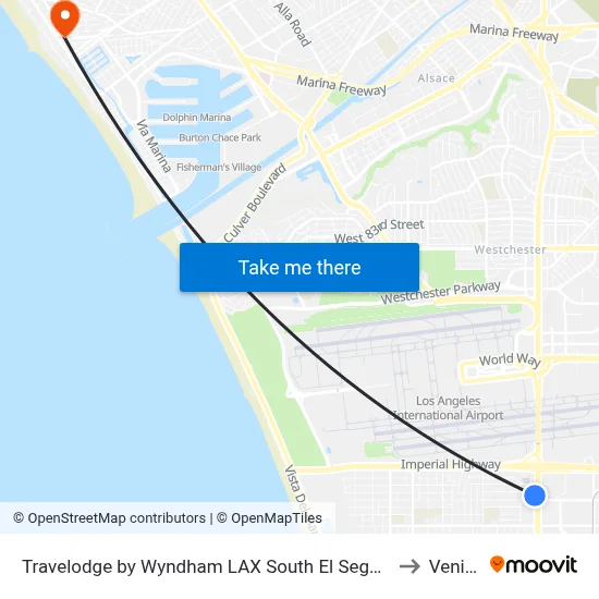 Travelodge by Wyndham LAX South El Segundo to Venice map