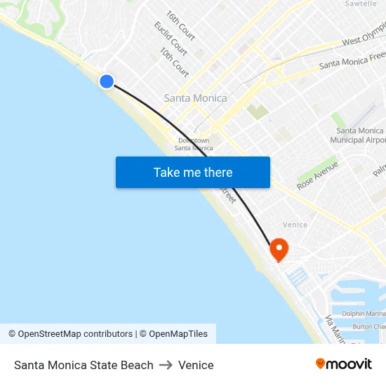 Santa Monica State Beach to Venice map