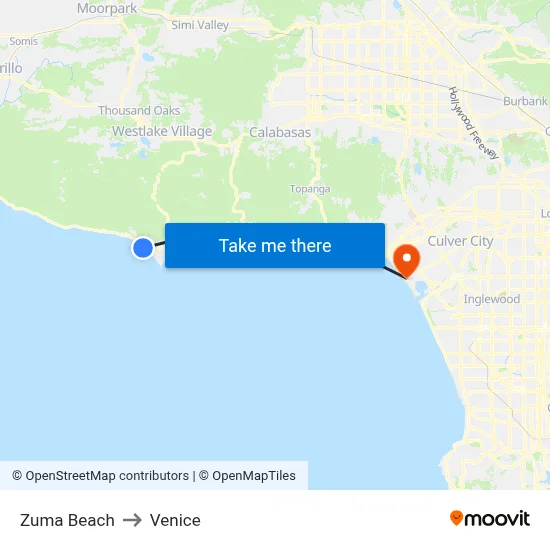 Zuma Beach to Venice map