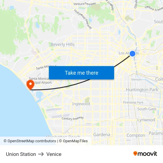 Union Station to Venice map