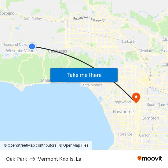 Oak Park to Vermont Knolls, La map
