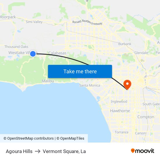 Agoura Hills to Vermont Square, La map