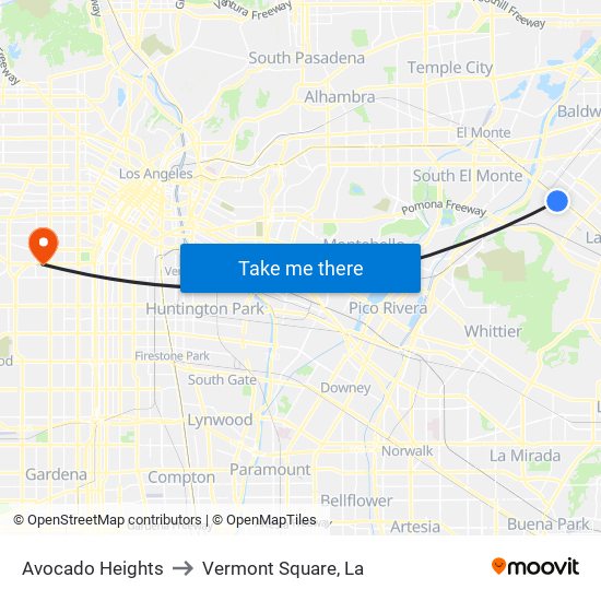 Avocado Heights to Vermont Square, La map