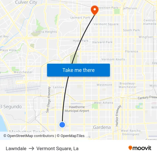 Lawndale to Vermont Square, La map