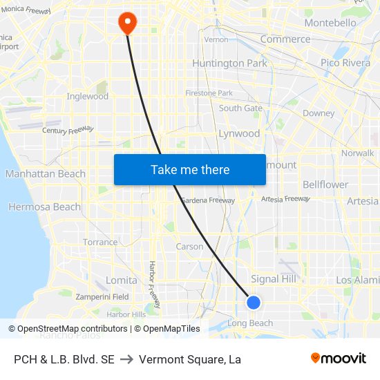 PCH & L.B. Blvd. SE to Vermont Square, La map