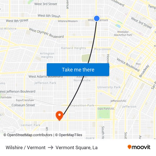 Wilshire / Vermont to Vermont Square, La map