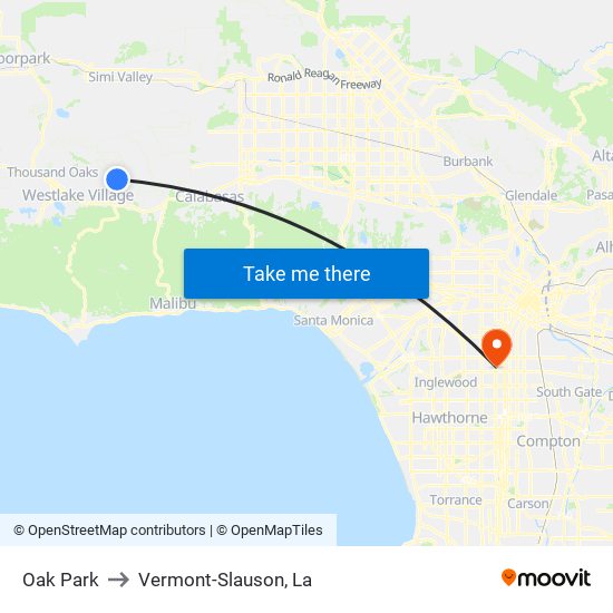 Oak Park to Vermont-Slauson, La map