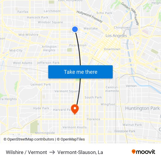 Wilshire / Vermont to Vermont-Slauson, La map