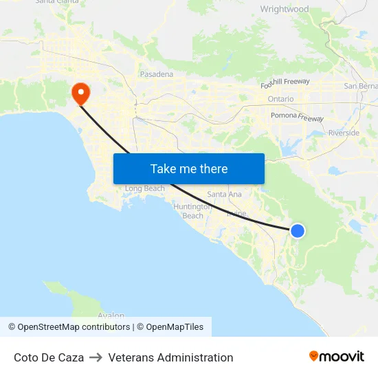 Coto De Caza to Veterans Administration map
