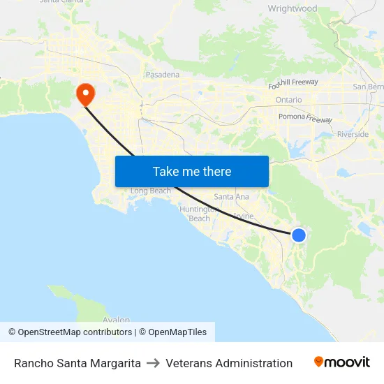 Rancho Santa Margarita to Veterans Administration map