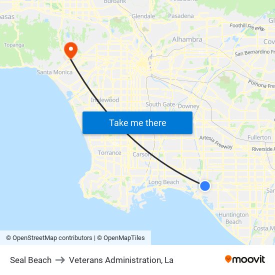 Seal Beach to Veterans Administration, La map