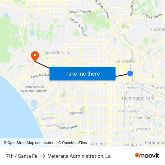 7th / Santa Fe to Veterans Administration, La map