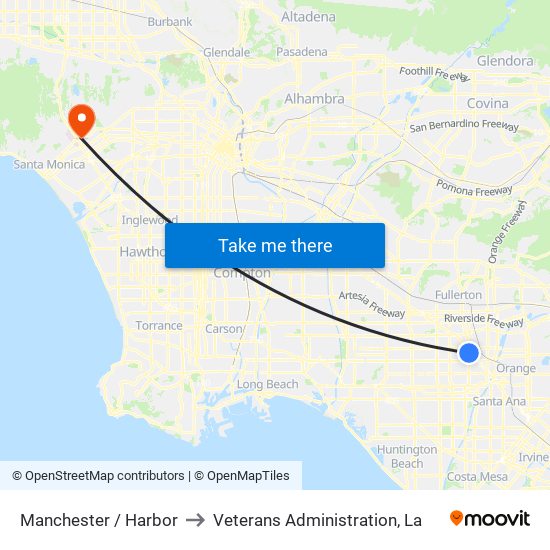 Manchester / Harbor to Veterans Administration, La map