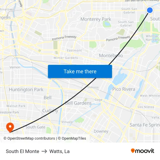South El Monte to Watts, La map