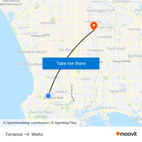 Torrance to Watts map