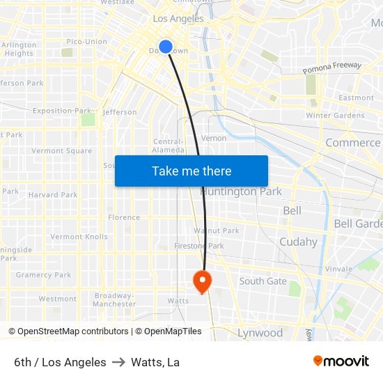 6th / Los Angeles to Watts, La map